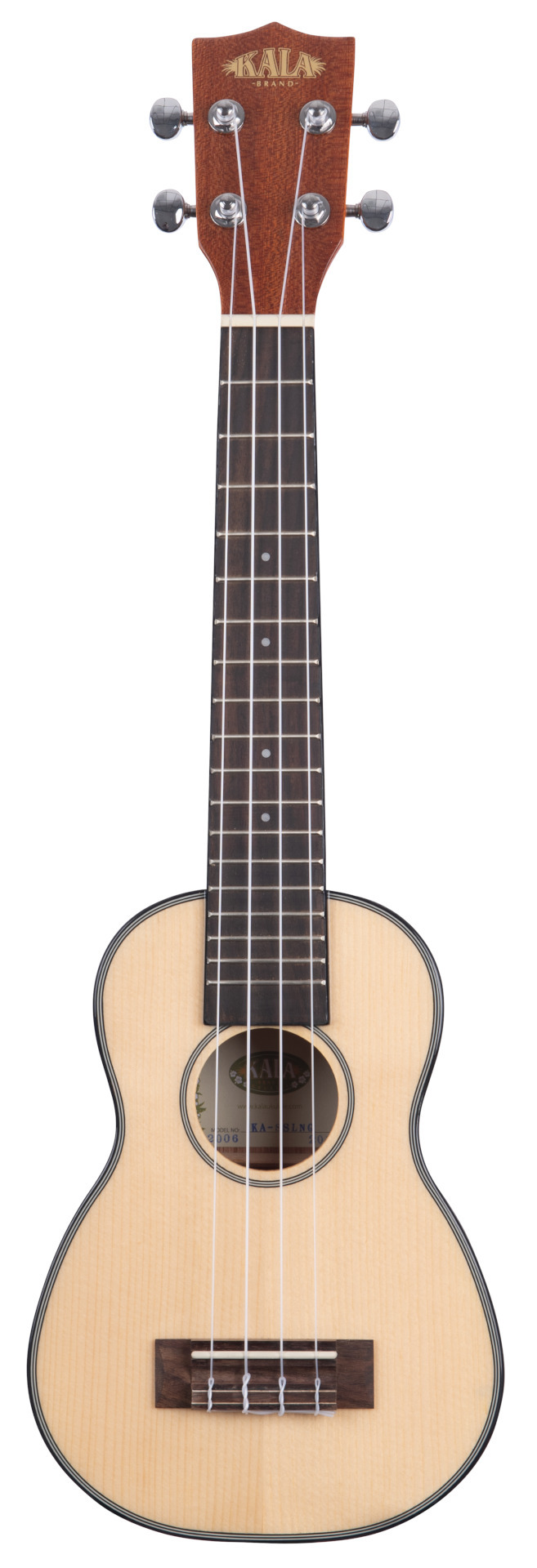 KALA KA-SSLNG - Solid Spruce Mahogany Long Neck Soprano Ukulele, with Bag (UB-S)