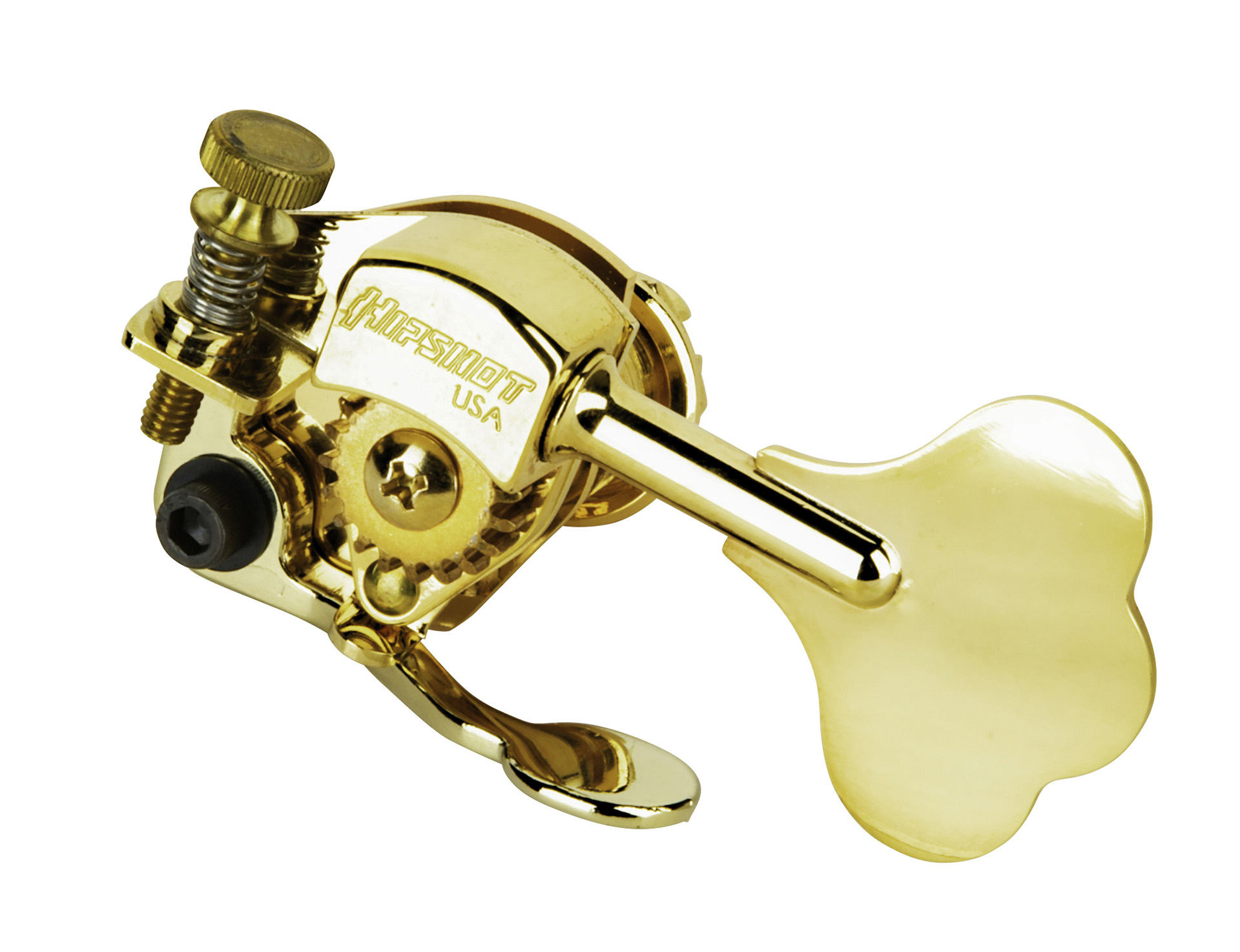 Hipshot HE6 - Bass Xtender for Hipshot HB6 Ultralight and Sadowsky, 1/2" Post, Clover Leaf Key - Gold