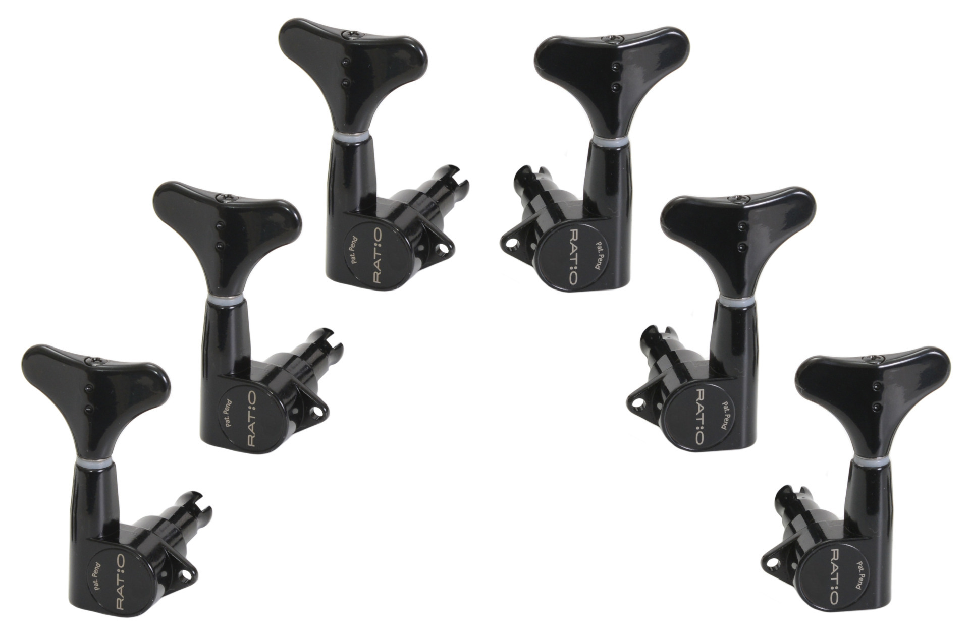 Graph Tech PRB-6330-B0 Ratio Bass Machine Heads with Y-Style Button - 6-String, 3 + 3 - Black