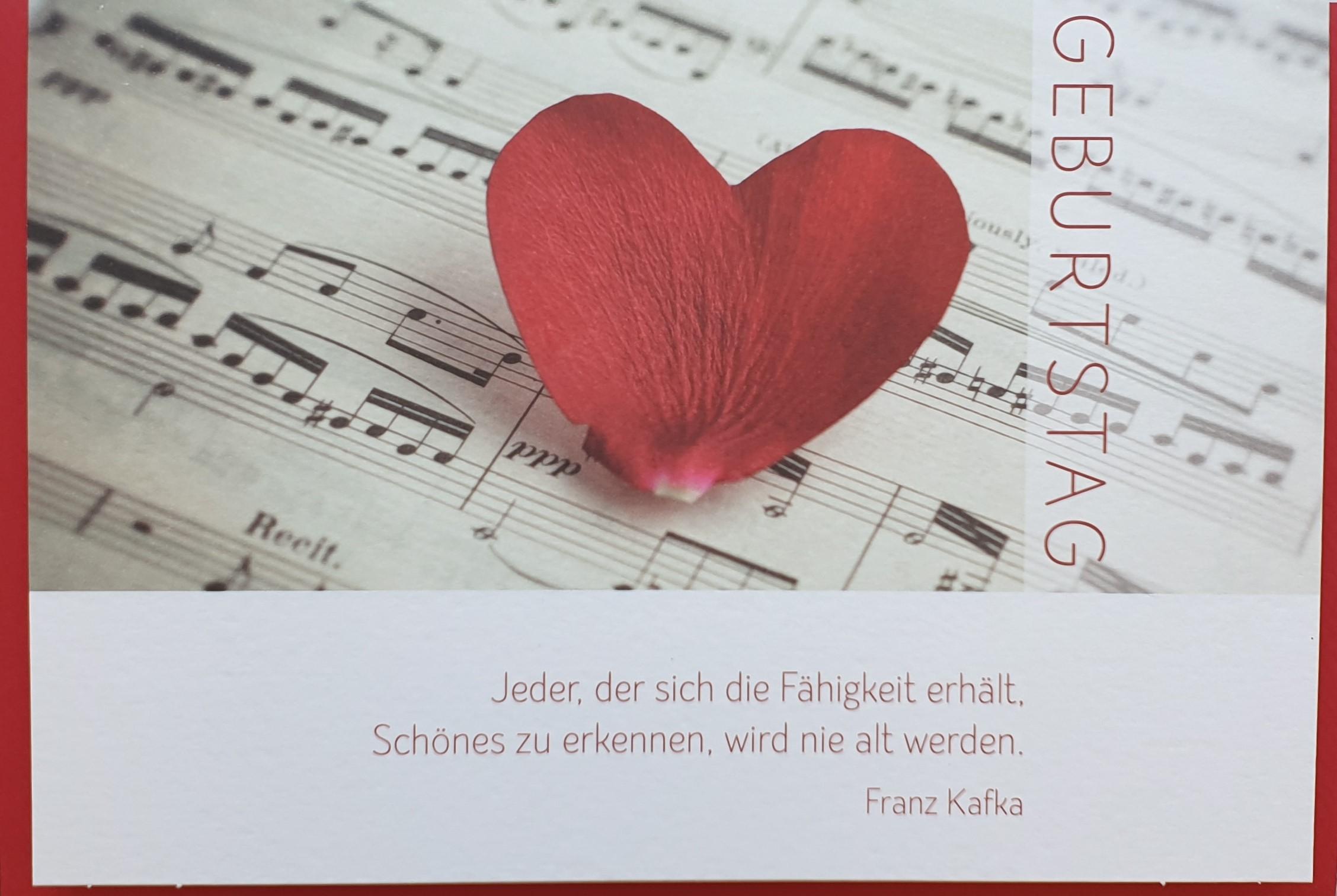 Doppelkarte - Geburtstag - Notenlinien mit Herzblüte