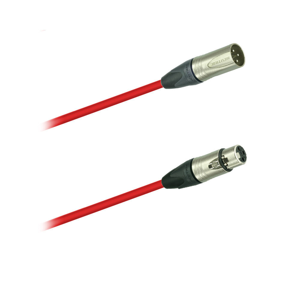 DREITEC 17870 Mikrofon- / Audio-Kabel, Neutrik NC3MXX - Neutrik NC3FXX, rot