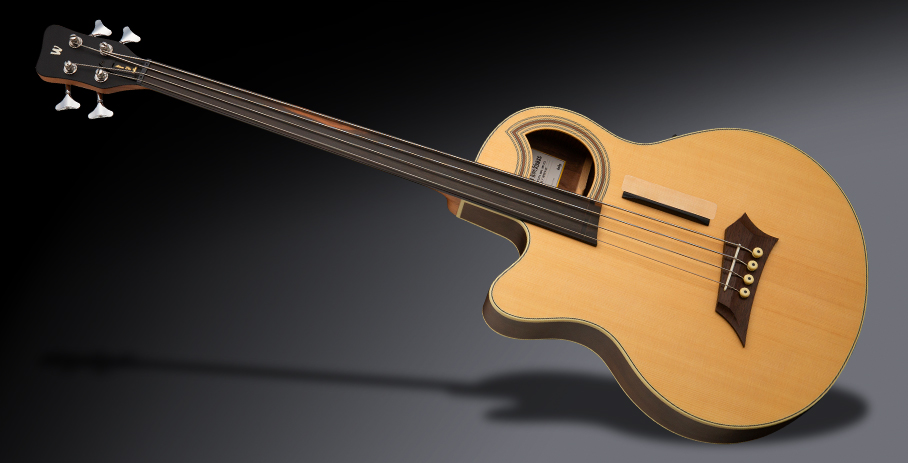 Warwick RockBass Alien Deluxe Hybrid Thinline, Lefthand, 4-String, Fretless - Natural Transparent Satin