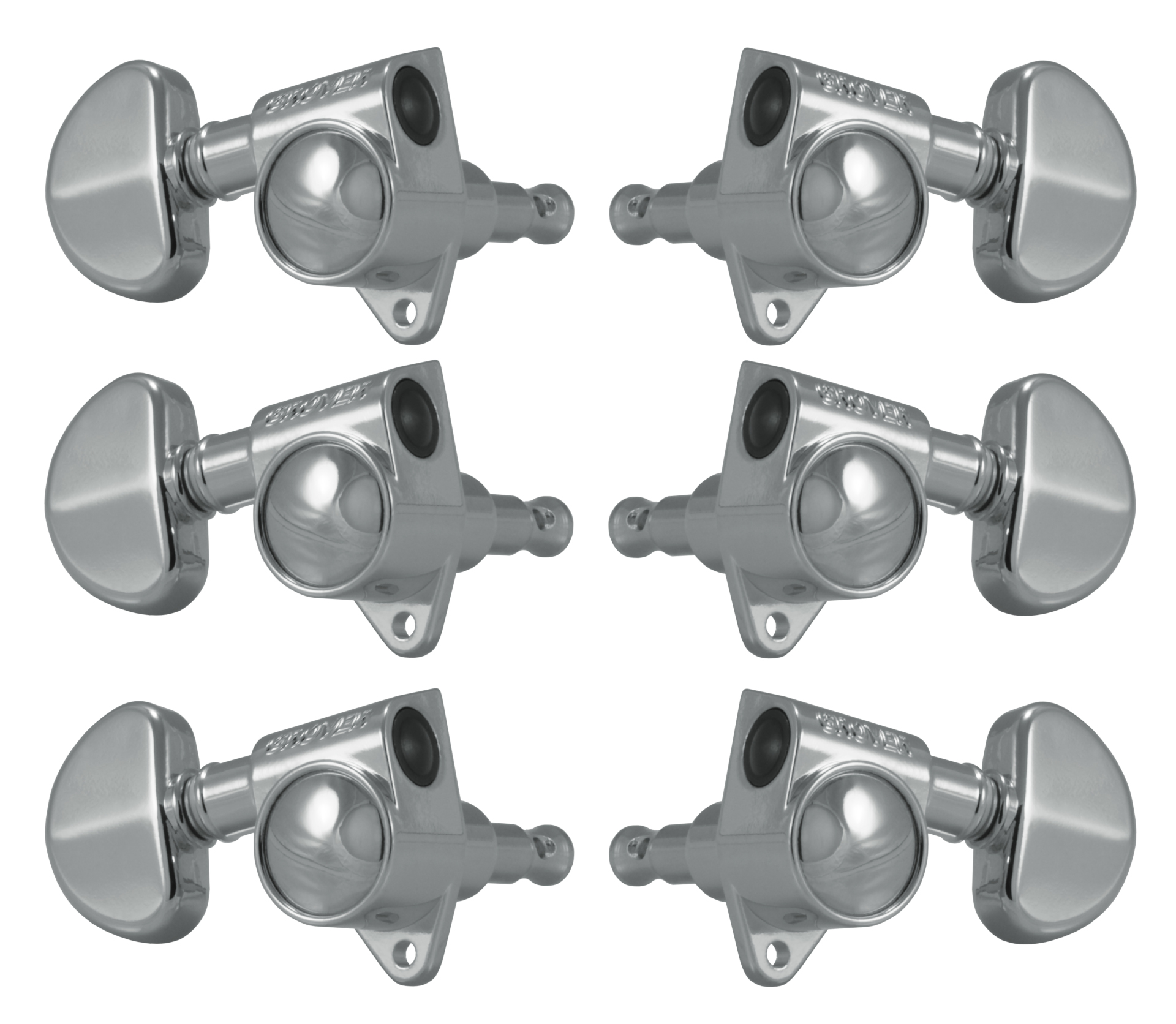Grover 102C Original Rotomatics with Round Button - Guitar Machine Heads, 3 + 3 - Chrome
