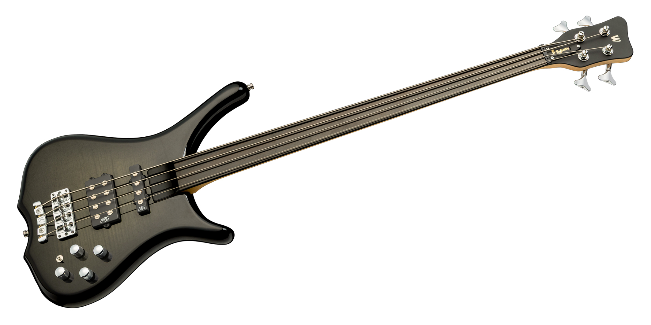 Warwick RockBass Infinity, 4-String, Fretless - Blackburst Transparent High Polish