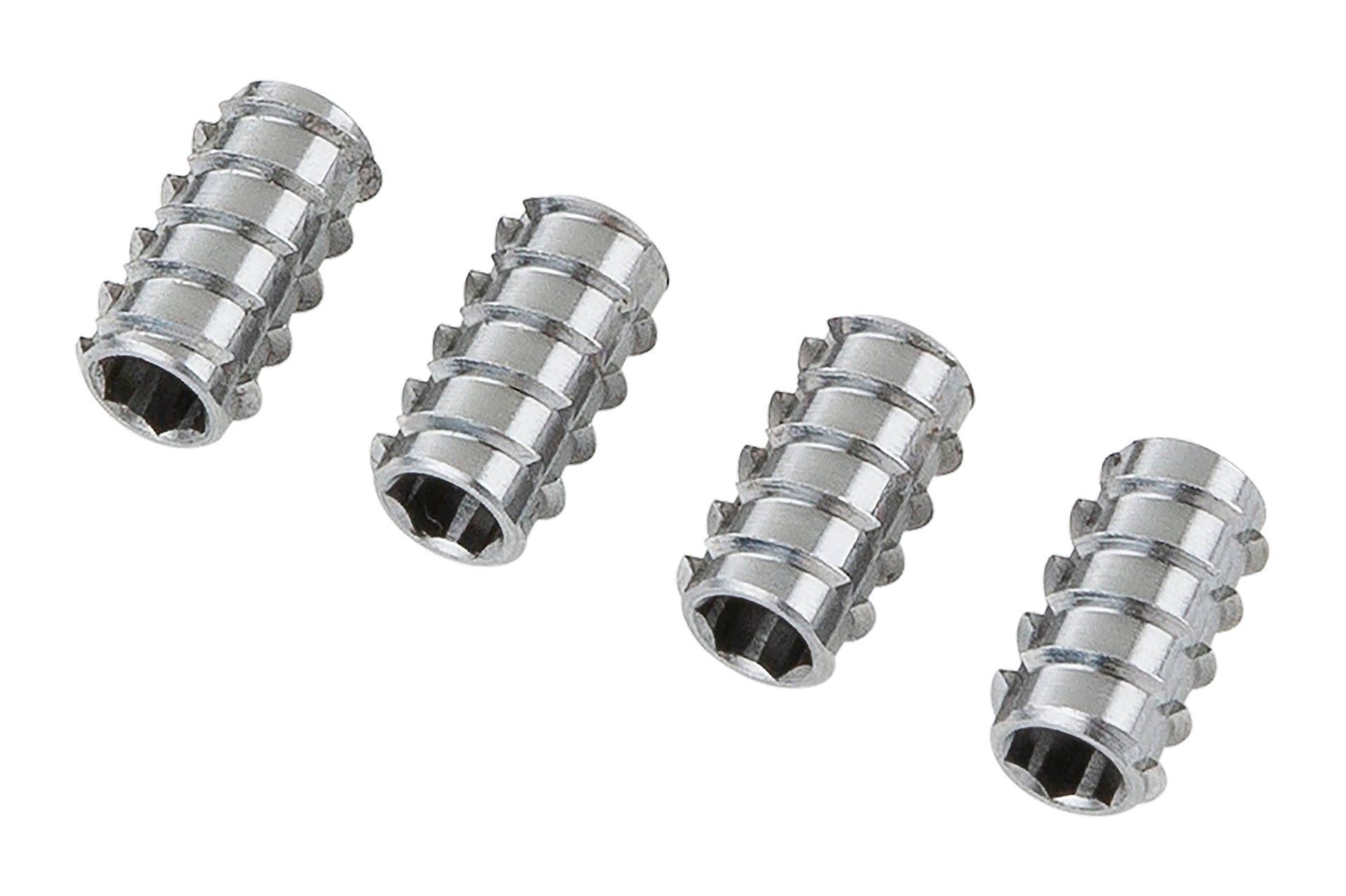 Framus & Warwick Parts - Self-tapping Threaded PU Mounting Insert, M 2,5 mm x 4,5 mm, 4 pcs.
