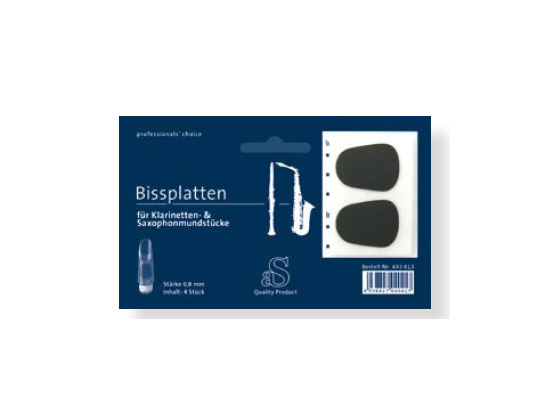 Bissplatte schwarz für Klarinette Saxophon - selbstklebend