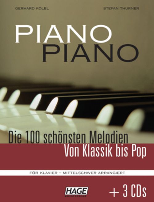 HAGE Piano Piano 1 - 100 Melodien von Klassik bis Pop - mittelschwer + 3 CDs - EH 3643