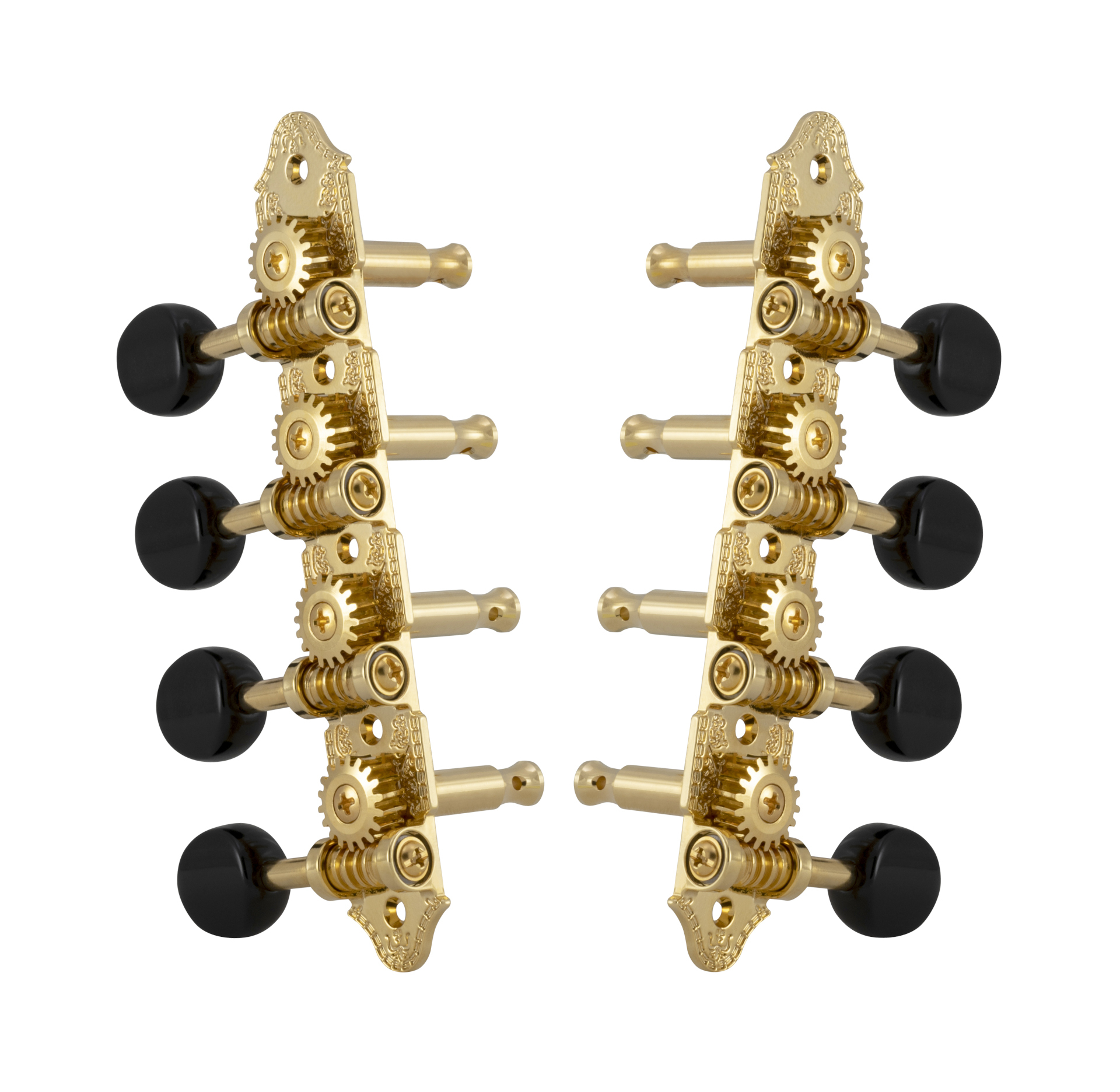 Grover 409VGB Professional Mandolin Vintage "A"-Style Machine Heads with Black Button - Standard, 4 + 4 - Gold