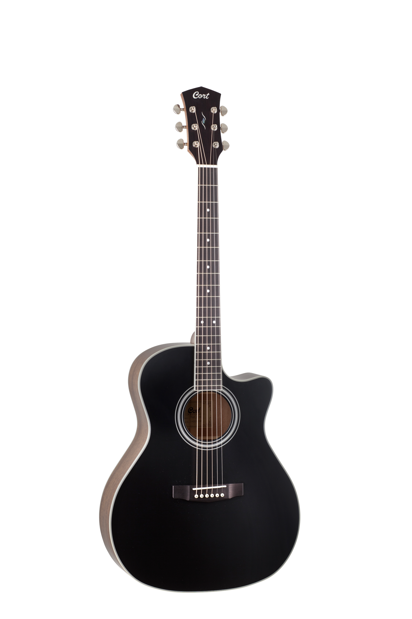 CORT Westerngitarre PURE-GA, Black Satin Top Natural Satin Body, Preamp