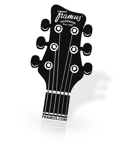 Framus Headstock Transparent Sticker Black, 12.7 x 23.3 cm