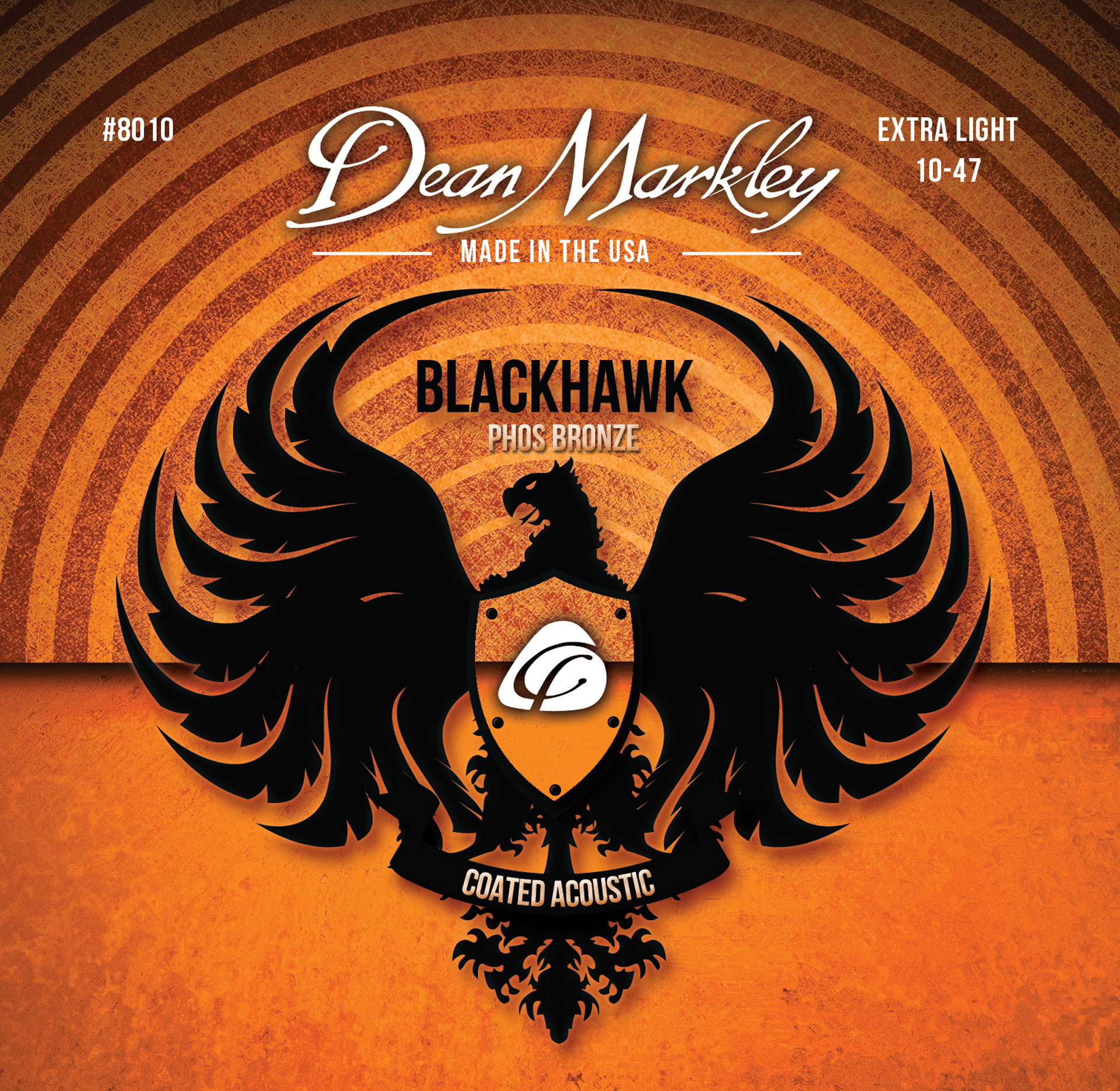 Dean Markley Blackhawk - 8010 - Coated Acoustic Guitar String Set, Pure Bronze, Extra Light, .010-.047