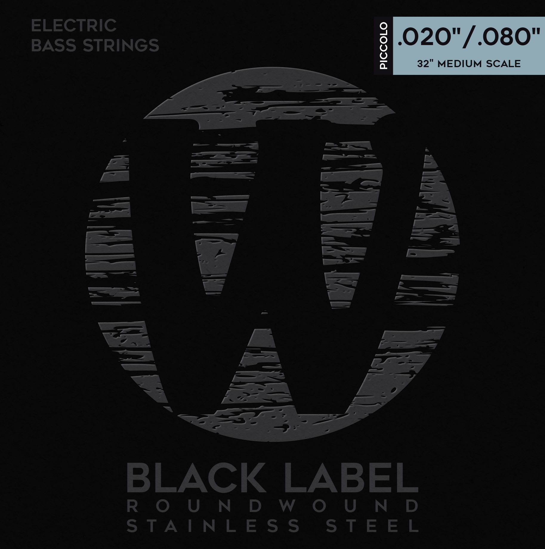 Warwick Black Label Bass String Set, Stainless Steel - 4-String, Piccolo, .020-.080, Medium Scale