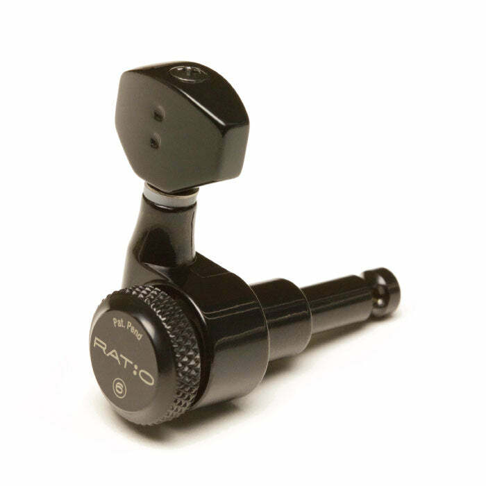Graph Tech PRL-8621-B7 Ratio Electric Locking Machine Heads with Contemporary Mini Button - 7-String, 3 + 4 - Black
