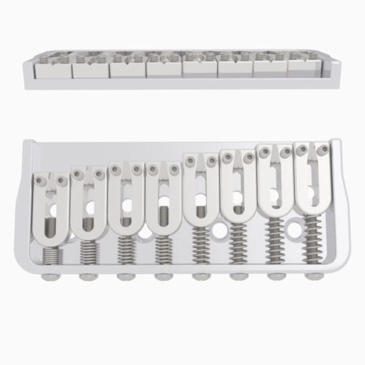 Hipshot Fixed Guitar Bridge for 8-String, .125" / 3.2 mm - Chrome