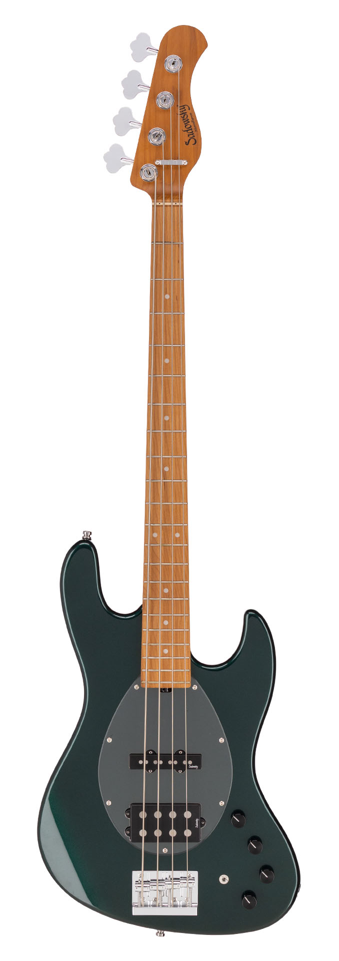 Sadowsky MetroExpress 21-Fret Vintage M/J Bass, Roasted Maple Fingerboard, 4-String - Solid Sherwood Green Metallic High Polish