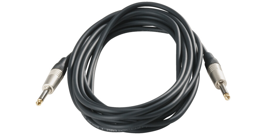 RockCable Instrument Cable - straight TS (6.3 mm / 1/4"), 6 m / 19.7 ft - Black