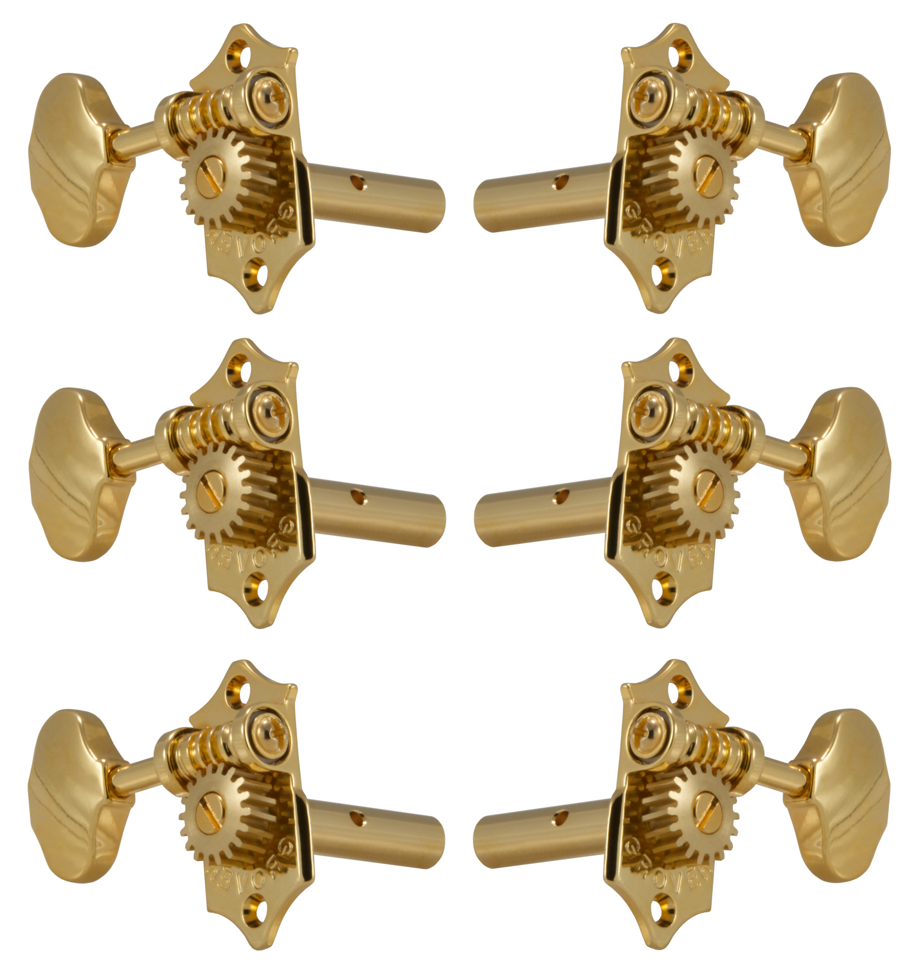 Grover H97-18G Original Sta-Tite Machine Head with 18:1 Gear Ratio, Horizontal - Guitar Machine Heads, 3 + 3 - Gold
