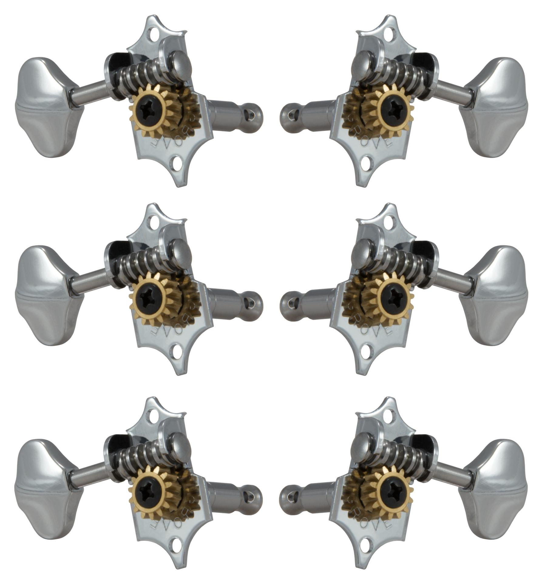 Grover V97C Original Sta-Tite Machine Head, Vertical - Guitar Machine Heads, 3 + 3 - Chrome
