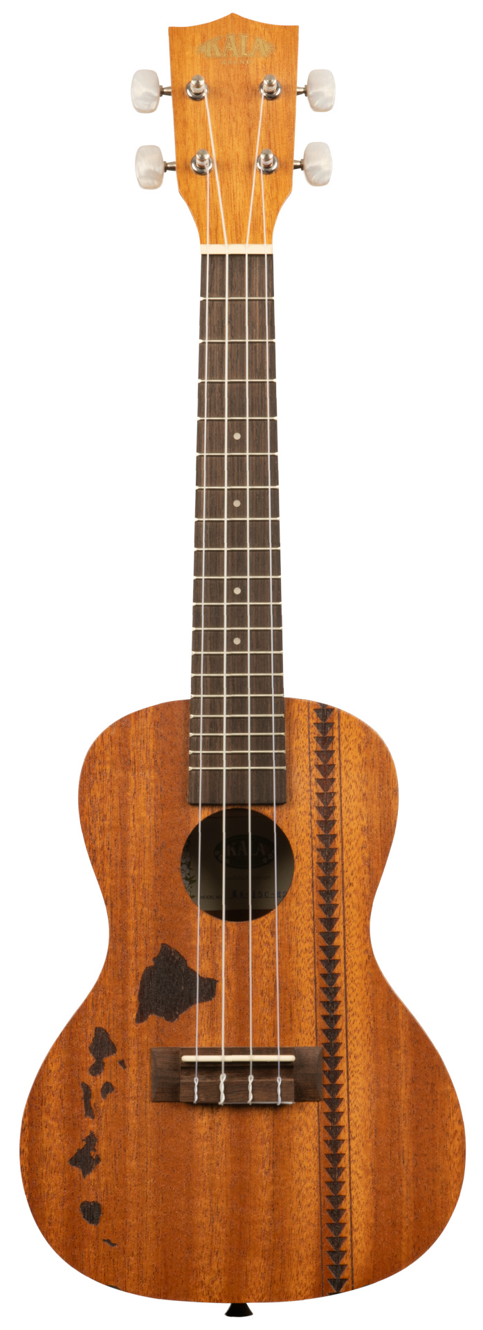 KALA KA-15C-H2 - Satin Mahogany Concert Ukulele with Hawaiian Islands and Tattoo, with Bag (UB-C)