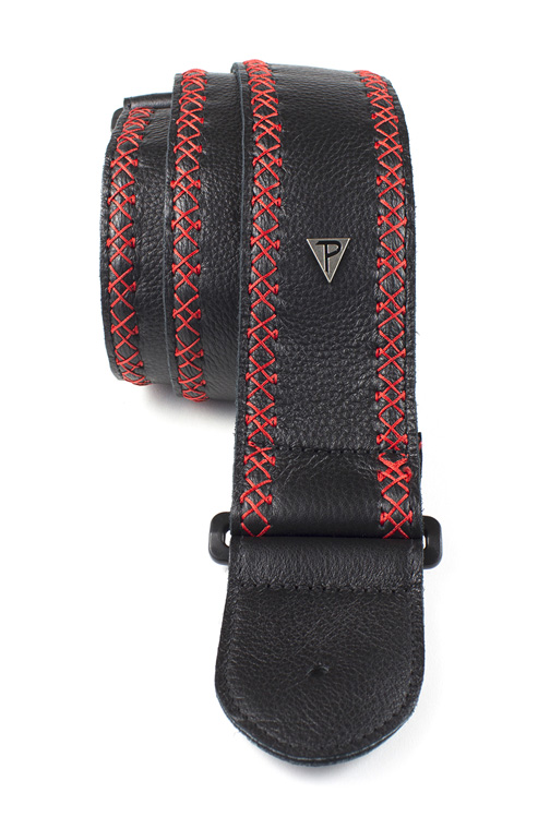 Perri's 7291 Glove Leather Gurt, black with red