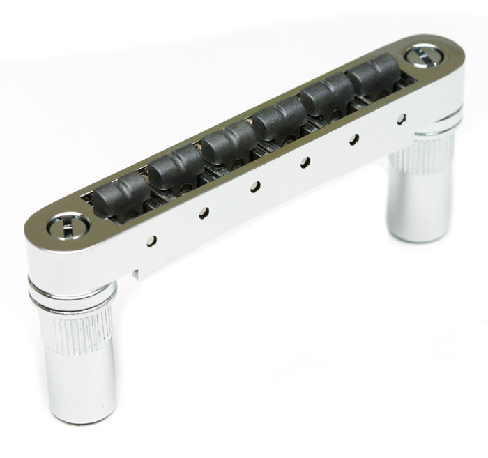 ResoMax PS-8863-C0 - NV2 Tune-O-Matic Bridge with String Saver Saddles (Large Posts, 6 mm) - Chrome