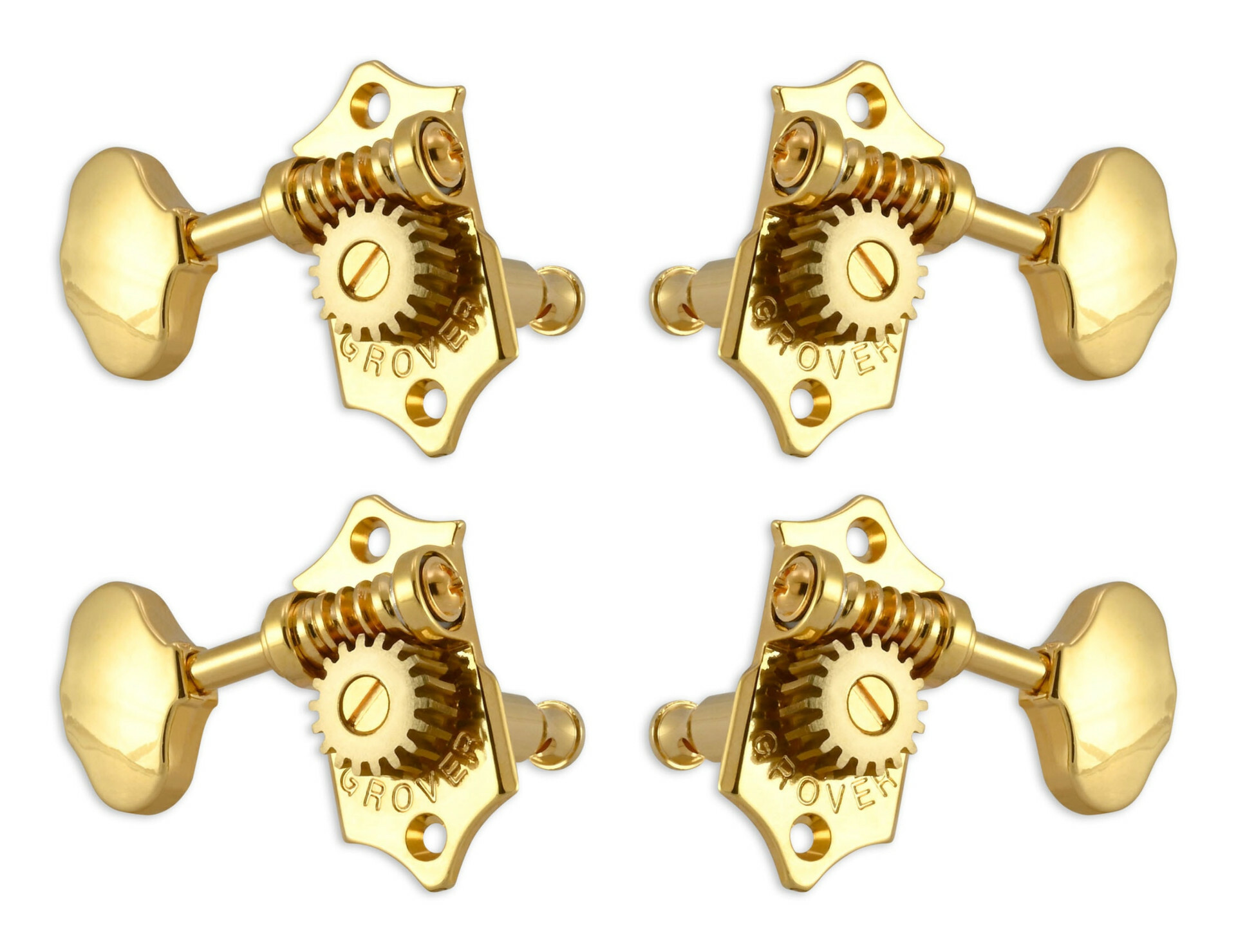 Grover U98-18G Sta-Tite Geared Ukulele Pegs with Metal Button, 25.3 mm Post - 4 pcs. - Gold