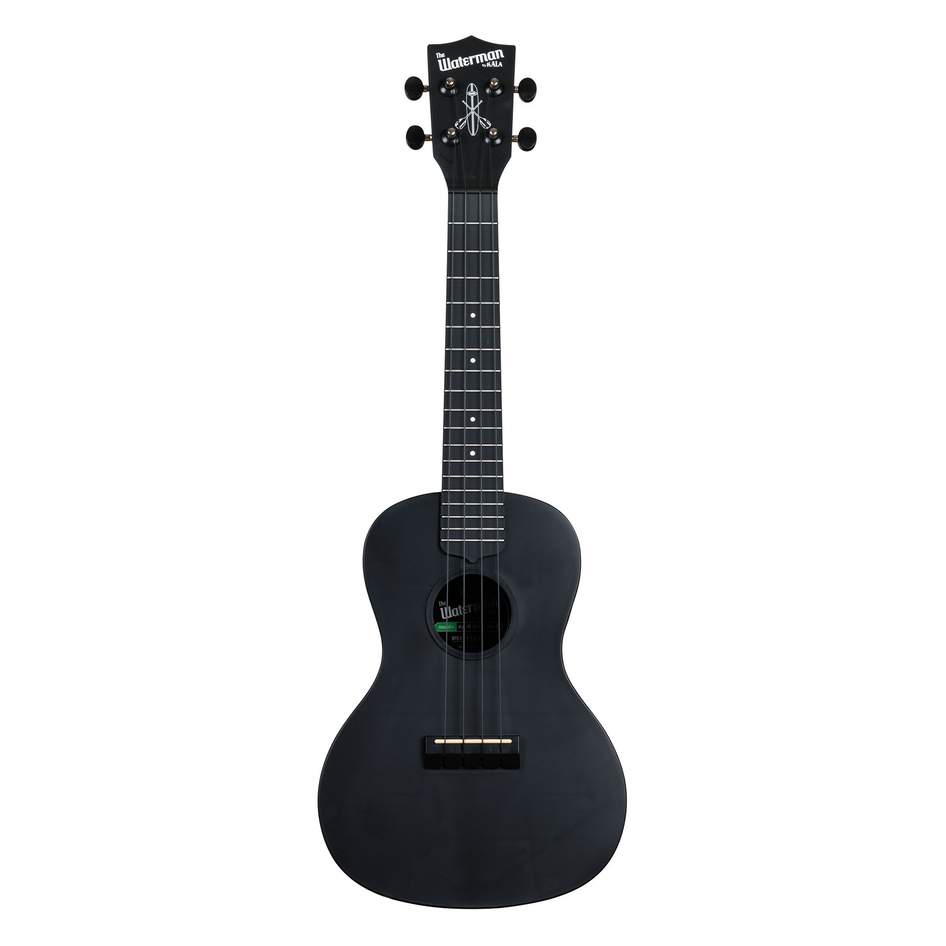 Kala Waterman KA-R-WMS-BK-C Recycled Concert, Black Sand, with Bag