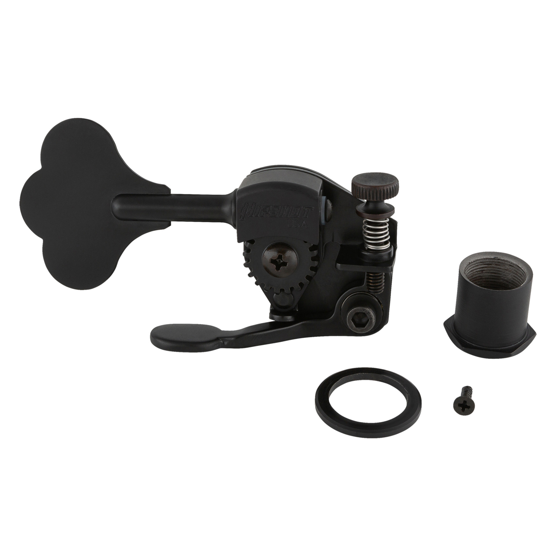 Hipshot HE6 - Bass Xtender for Hipshot HB6 Ultralite and Sadowsky, 1/2" Post, Clover Key, Lefthand - Black