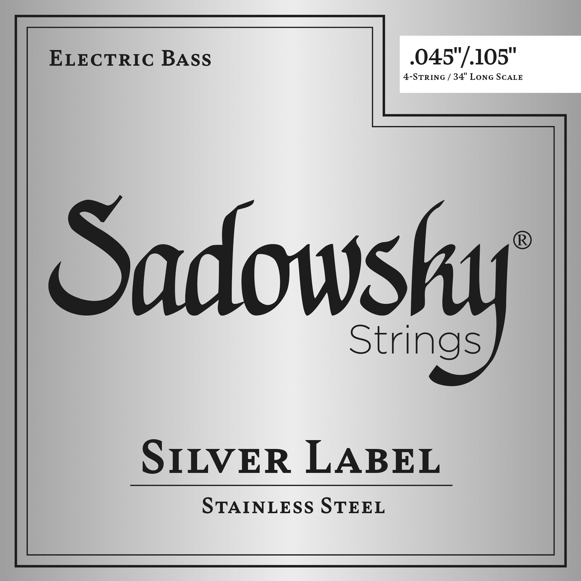 Sadowsky Silver Label Bass String Set, Stainless Steel, Long Scale (34") - 4-String, .045-.105