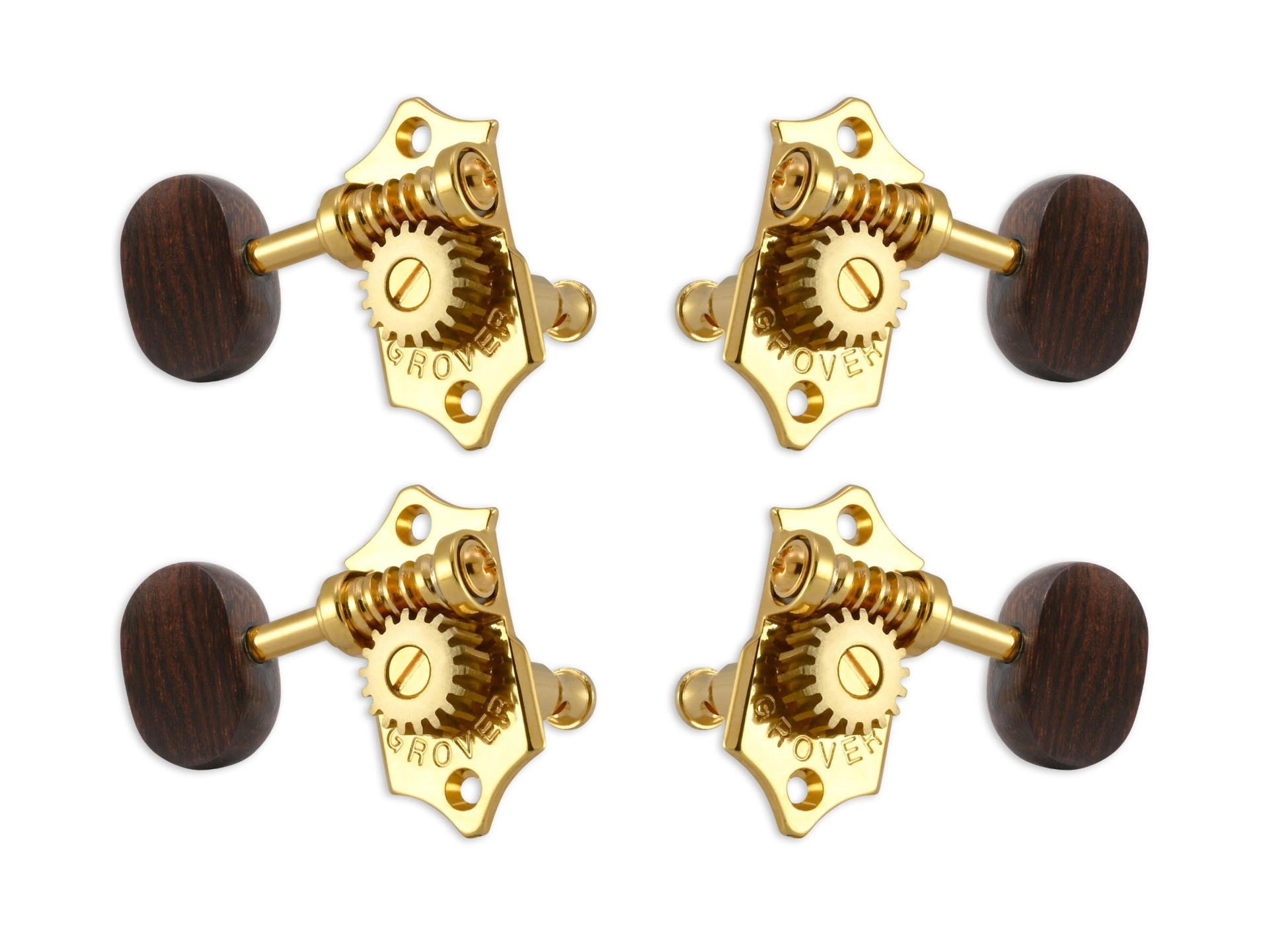 Grover U99-18GR Sta-Tite Geared Ukulele Pegs with Rosewood Button, 21.3 mm Post - 4 pcs. - Gold