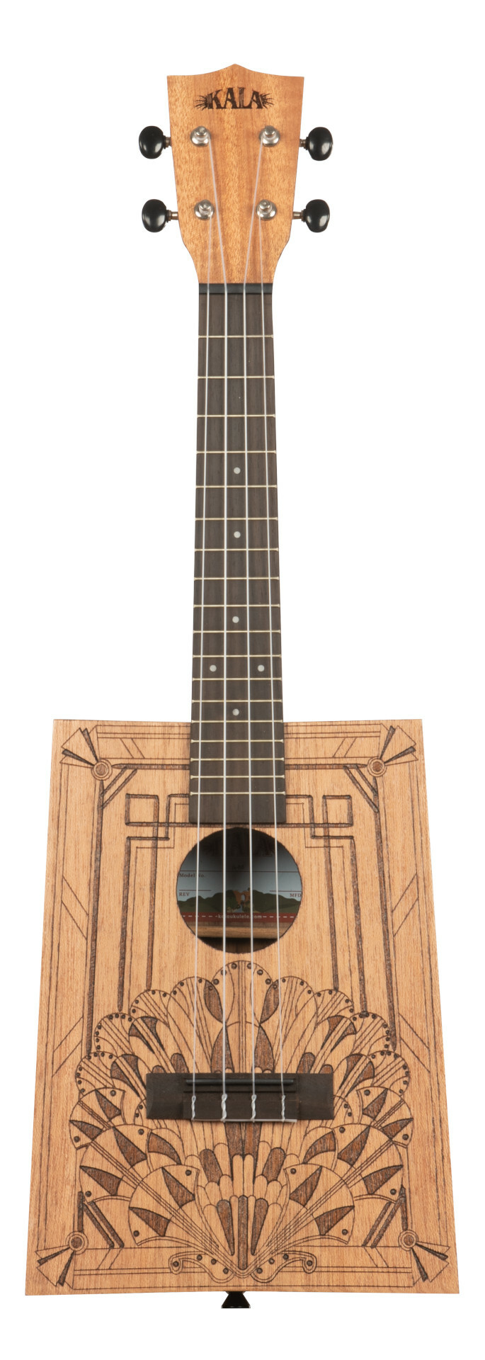 KALA KA-CB-DECO-C - Art Deco Cigar Box Concert Ukulele, with Bag