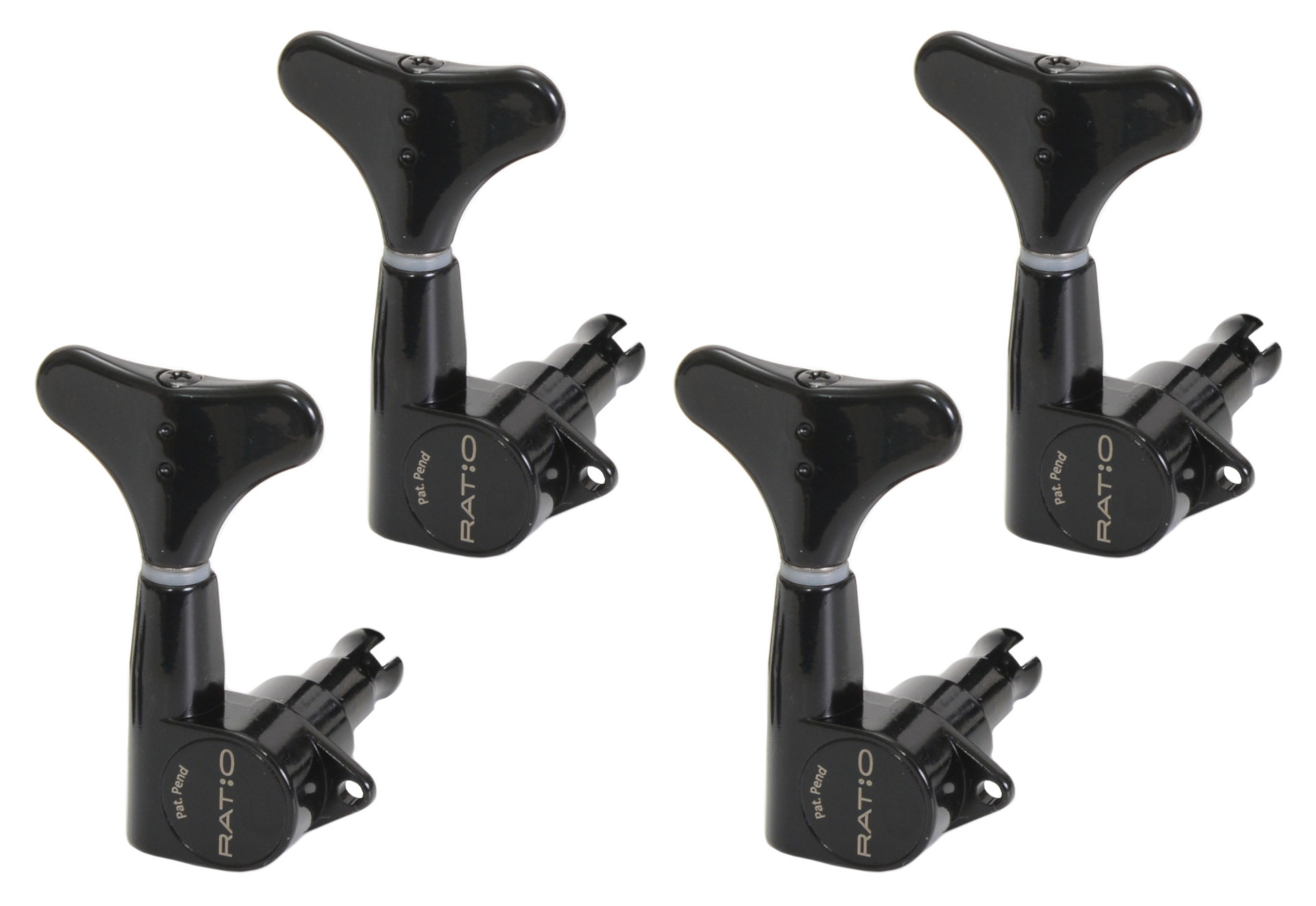 Graph Tech PRB-4400-B0 Ratio Bass Machine Heads with Y-Style Button - 4-String, 4-in-Line, Bass Side (Left) - Black