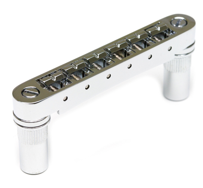 ResoMax PM-8863-C0 - NV1 Tune-O-Matic Bridge with ResoMax Saddles (Large Posts, 6 mm) - Chrome