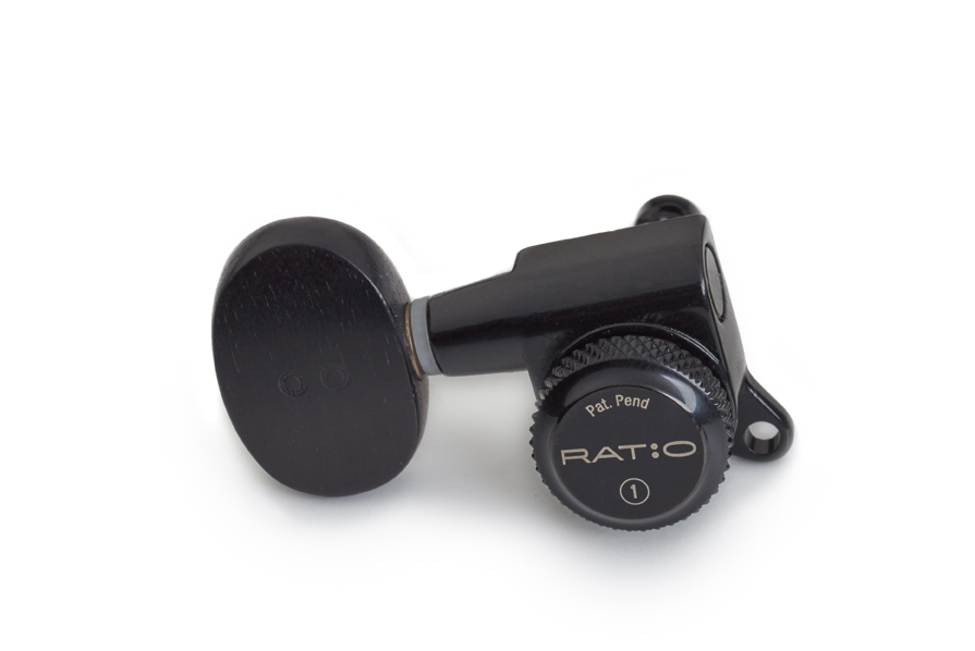 Framus Parts - Ratio Locking Machineheads, 3+3, Ebony Buttons - Black