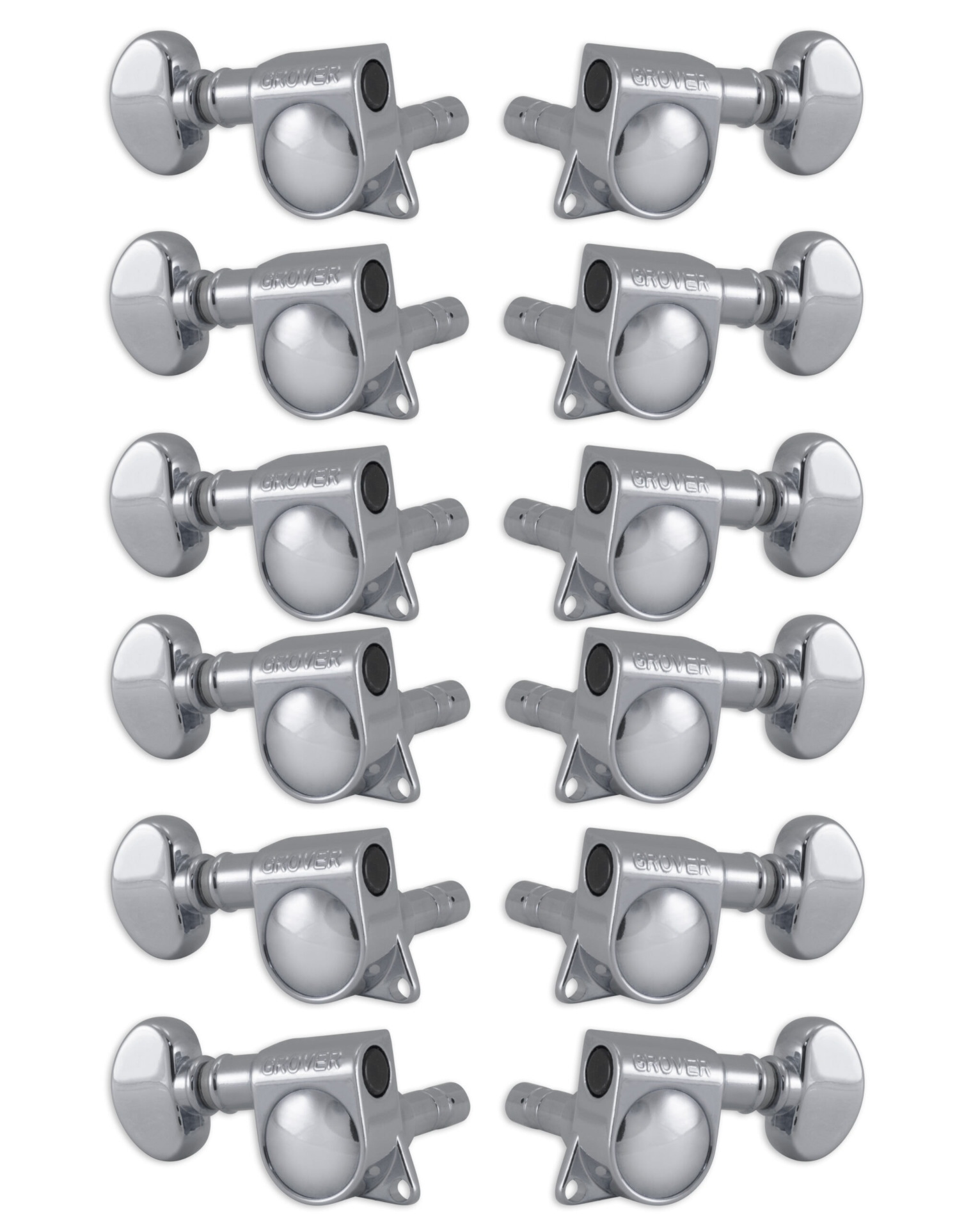 Grover 406C12 Mini Locking Rotomatics with Round Button - Guitar Machine Heads, 6 + 6 - Chrome