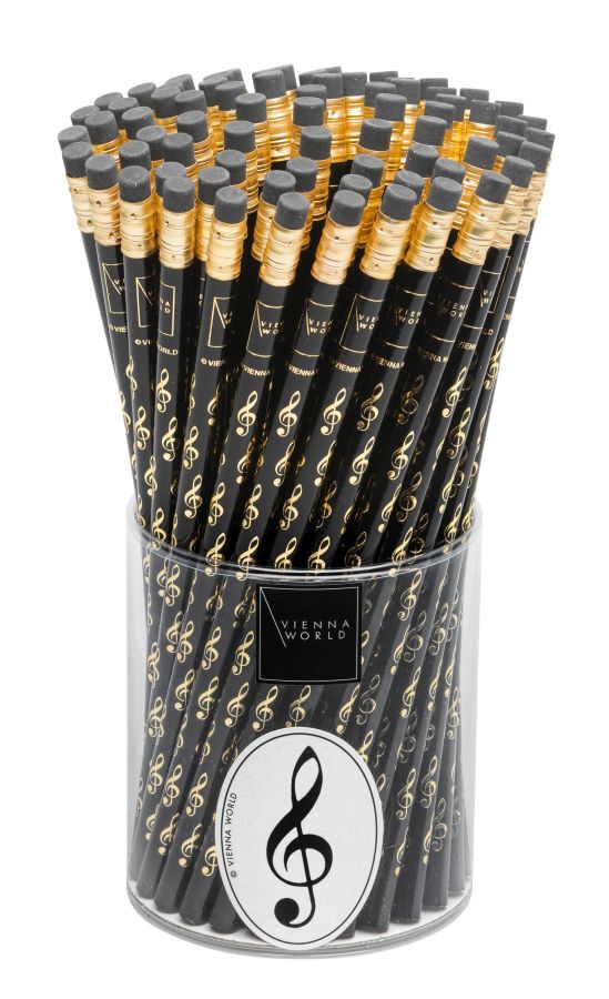 Bleistift Musik - schwarz mit Violinschlüssel in gold