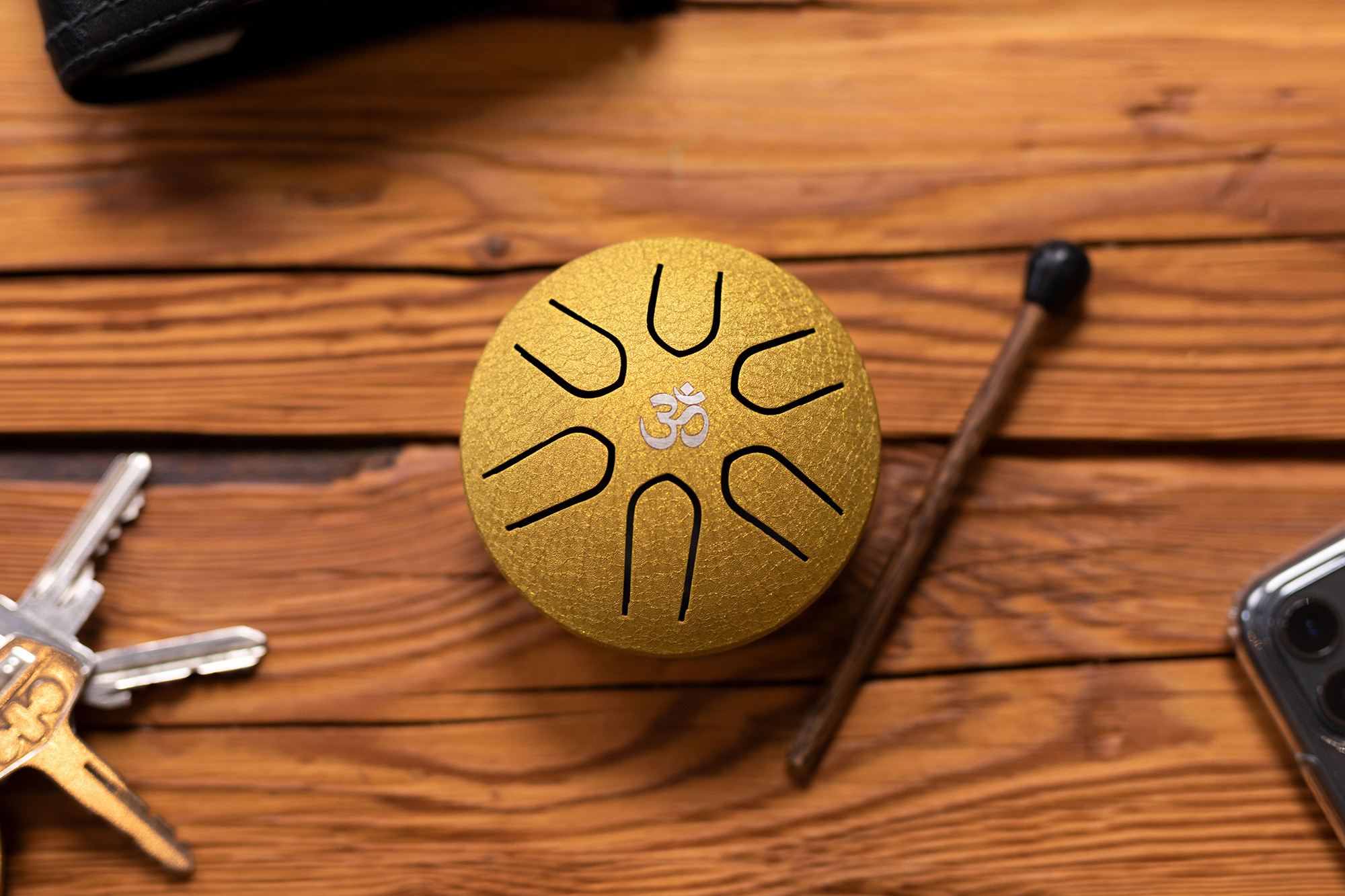 MEINL PSTD3GOM Sonic Energy Pocket Steel Tongue Drum A Dur, 6 Töne - Gold, OM / 3"/7,6 cm