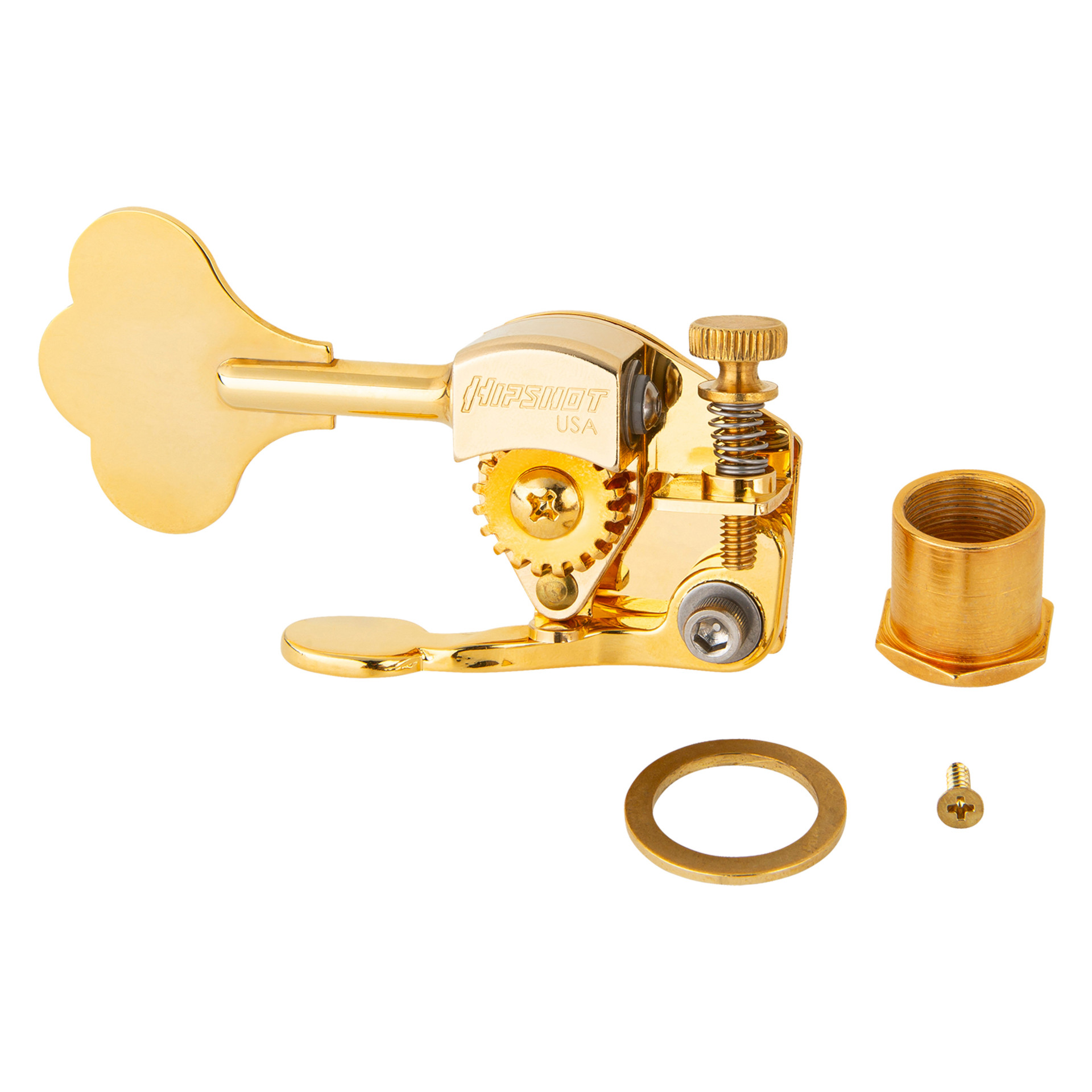 Hipshot HE6 - Bass Xtender for Hipshot HB6 Ultralite and Sadowsky, 1/2" Post, Clover Key, Lefthand - Gold