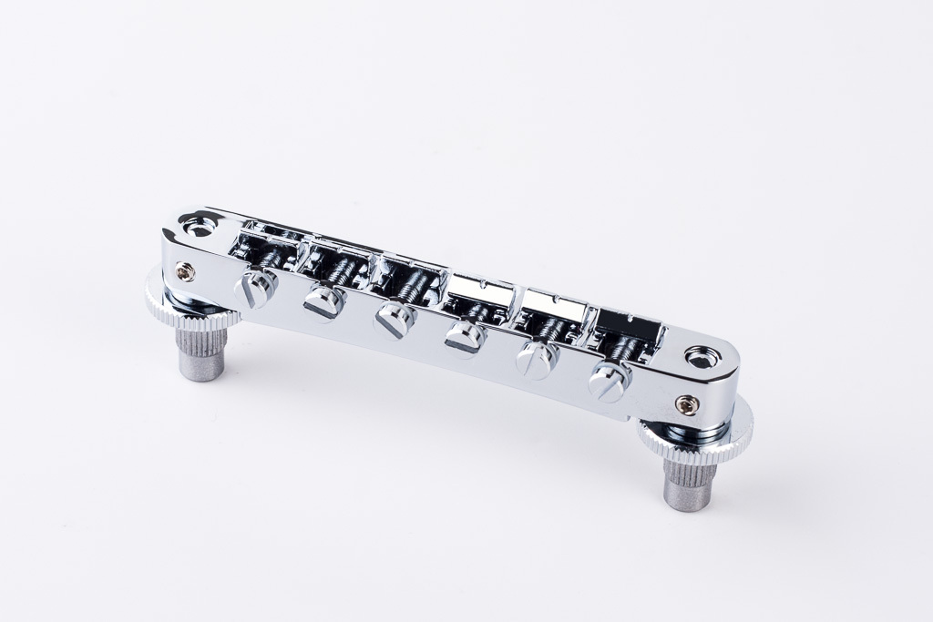 TonePros NVR2P C - Tune-O-Matic Bridge with Pre-Notched Saddles (Standard Nashville Posts) - Chrome