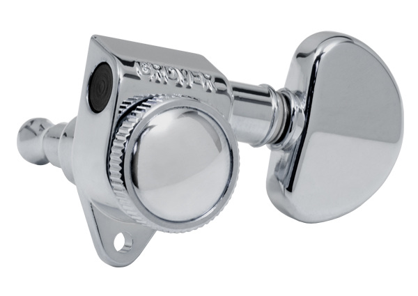 Grover 502C Roto-Grip Locking Rotomatics with Round Button - Single Guitar Machine Head, 1 Piece, Bass Side (Left) - Chrome