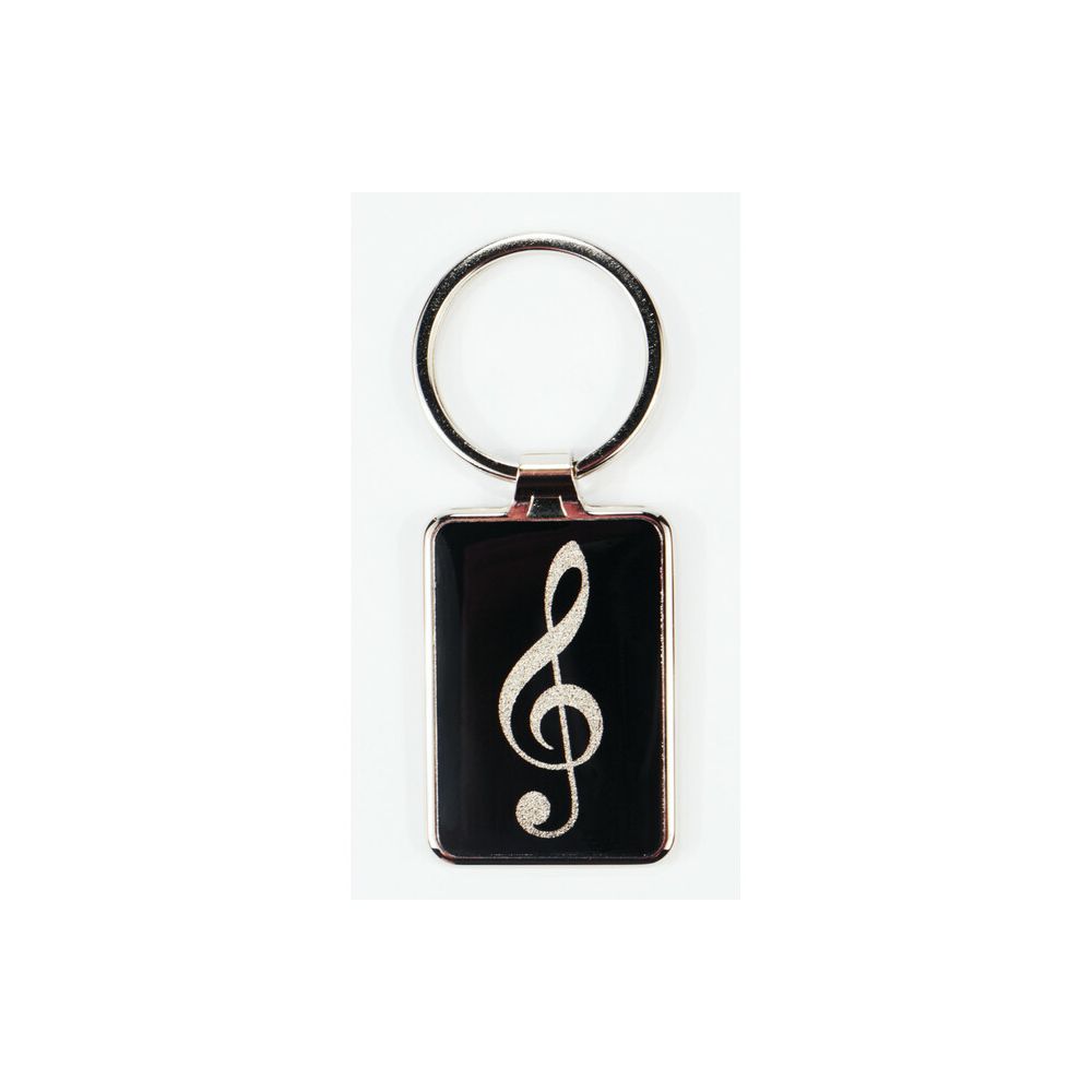 Schlüsselanhänger Violinschlüssel schwarz/silber metall (UV Digitaldruck)
