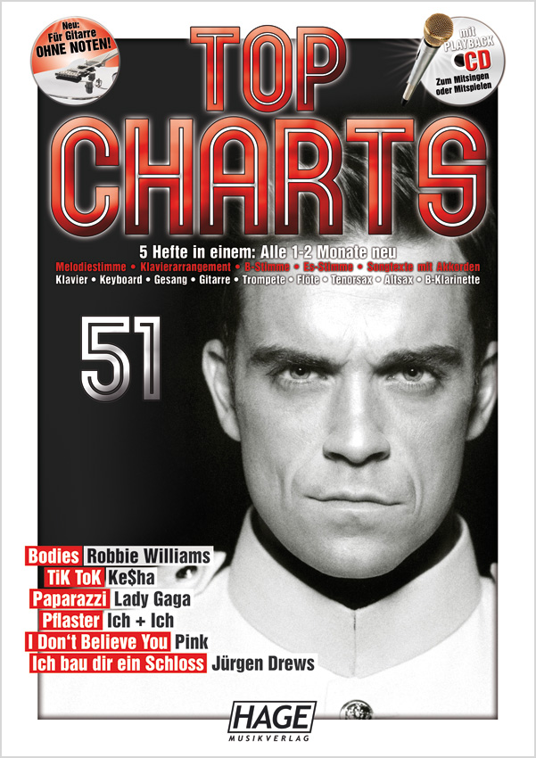 HAGE EH3761 Top Charts 51 Songbook + CD