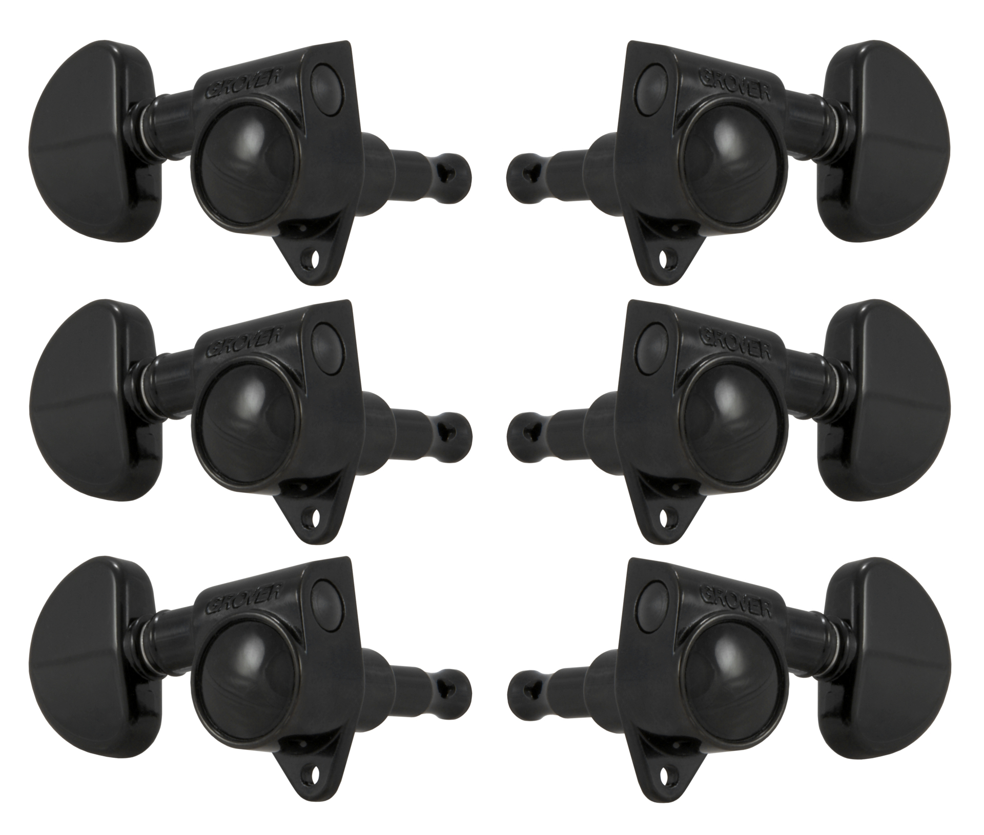 Grover 102BC Original Rotomatics with Round Button - Guitar Machine Heads, 3 + 3 - Black Chrome