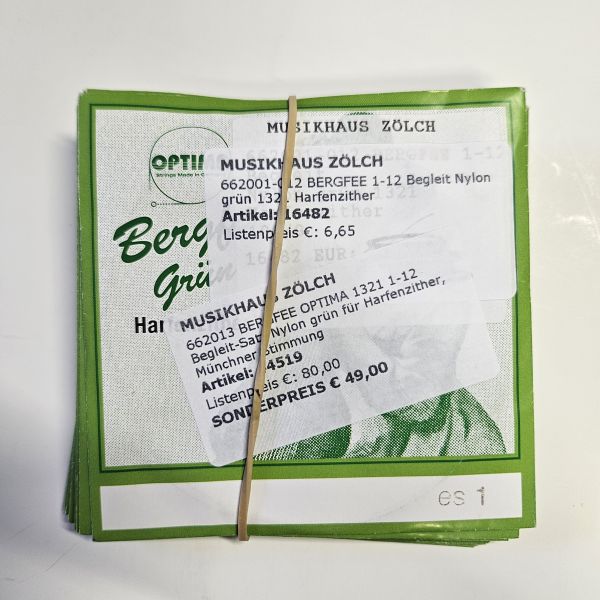 Optima Zither-Saiten Harfen-/Luftresonanz-Zither, Satz, Nylon grün 1321, Begleit