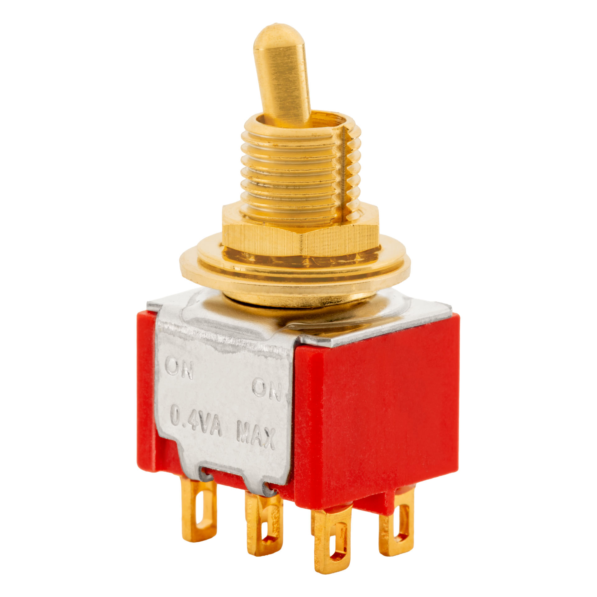 MEC Mini Toggle Switch, Short, Solder Lugs, ON/ON, DPDT - Gold
