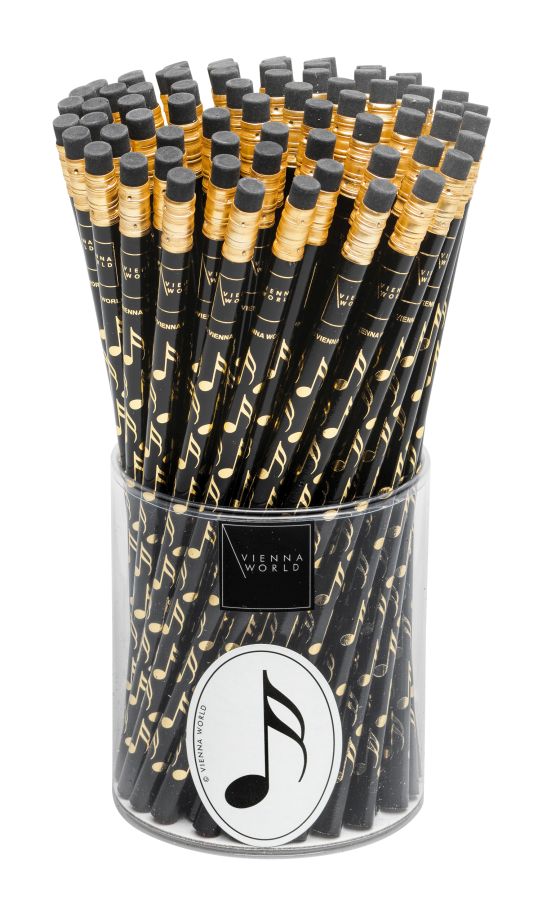 Bleistift Musik - Schwarz mit Noten in Gold