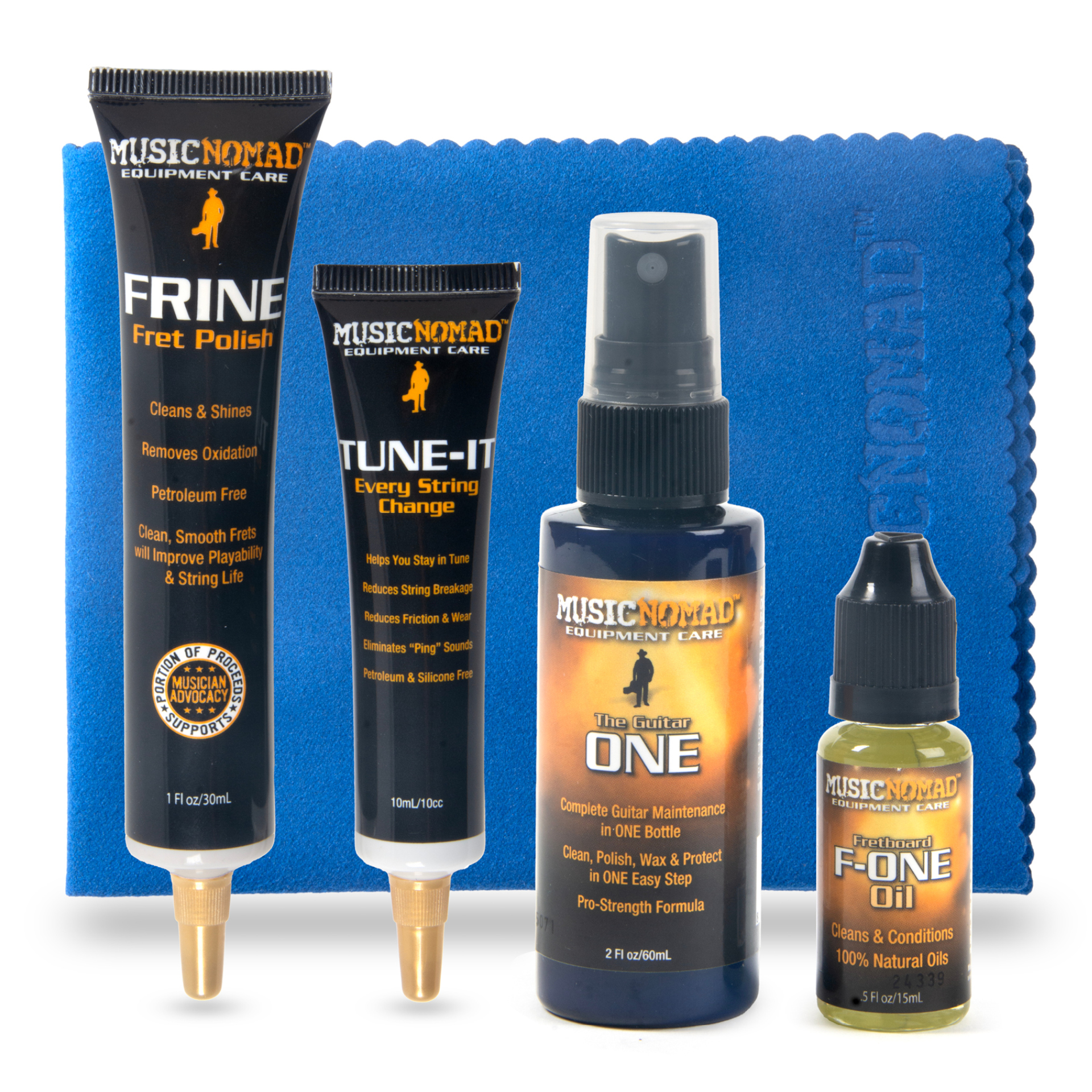 MusicNomad Guitar Cleaning & Care Kit, 5 pcs. (MN161) - incl. MN104, MN106, MN402, MN403 & Microfiber Polishing Cloth