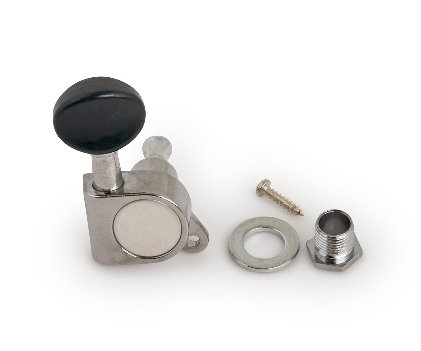 Kala Spare Parts - Machine Head, Closed Gear, Black Knob, Right - Chrome