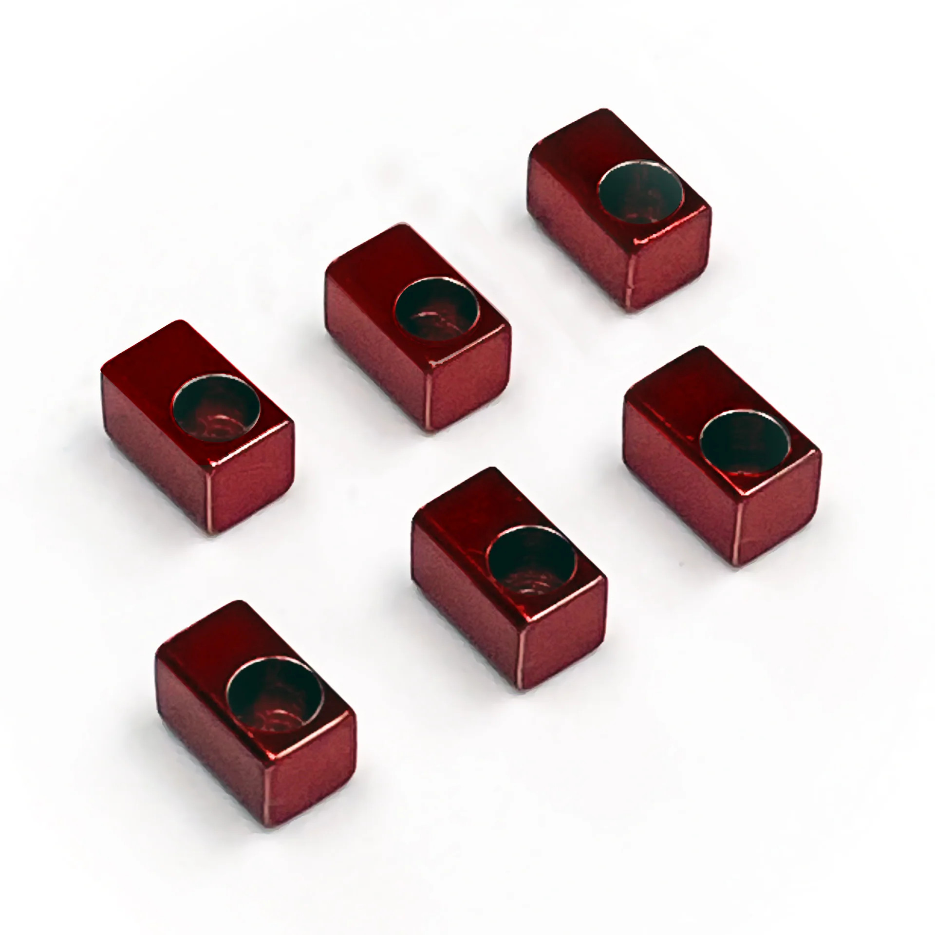 Floyd Rose FROSLIRDP - String Lock Insert Blocks, Stainless Steel, 6 pcs. - Red Finish