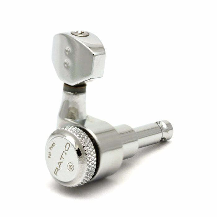 Graph Tech PRL-8621-C7 Ratio Electric Locking Machine Heads with Contemporary Mini Button - 7-String, 3 + 4 - Chrome